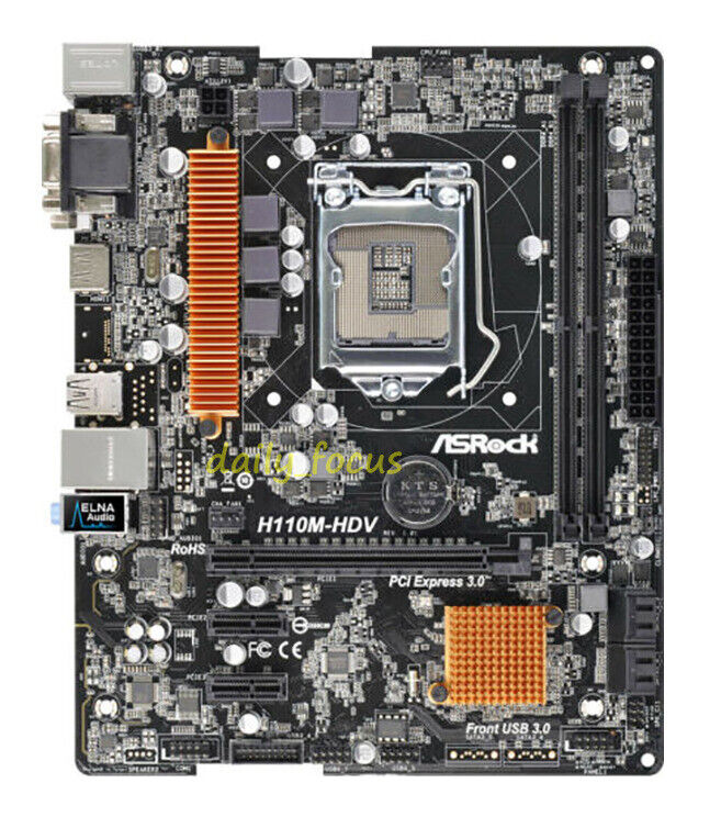 ASROCK H110M-HDV Motherboard LGA1151 Intel H110 DDR4 DIMM HDMI Micro ATX