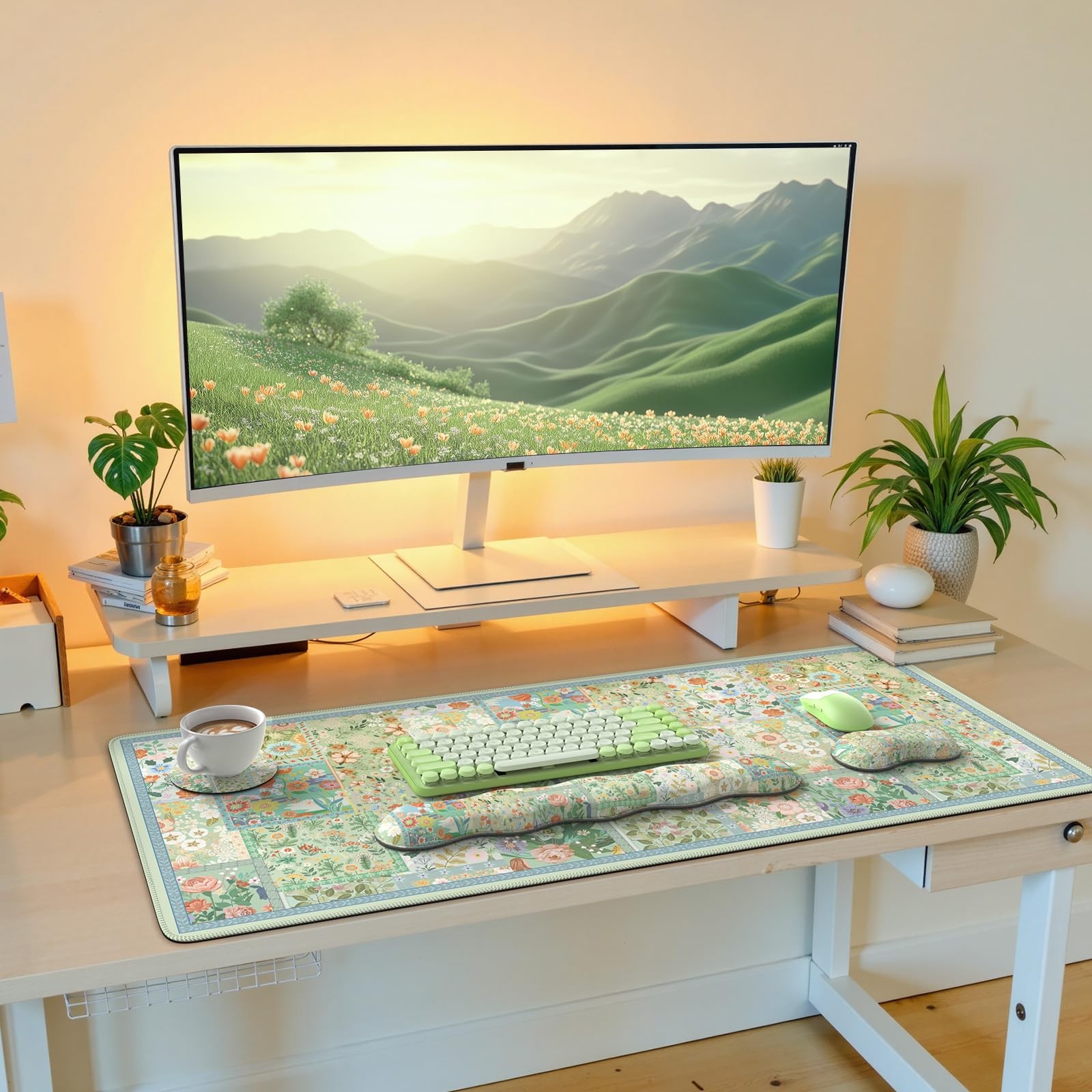 Mouse Pad and Keyboard Wrist Rest, Large Computer Desk Mat Set
