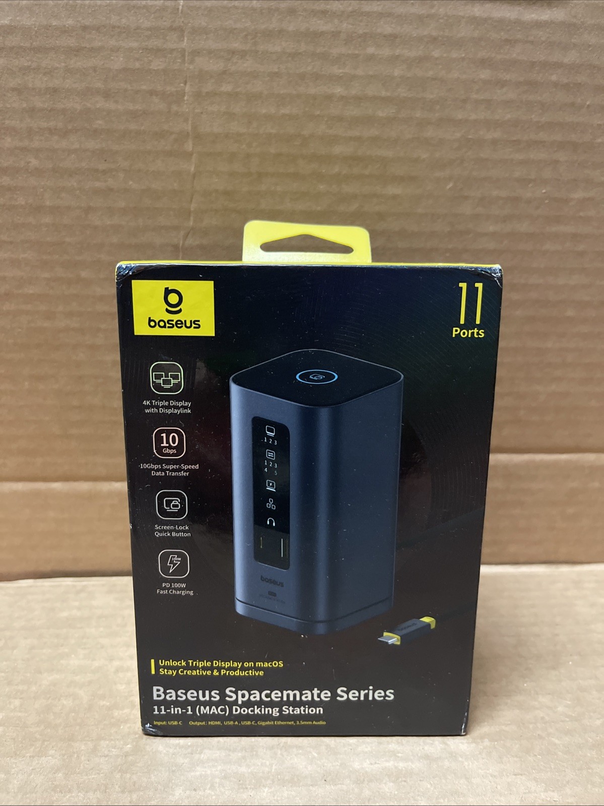 Baseus SpaceMate(MAC) Docking Station, USB C Docking Station 3 Monitors with 4K