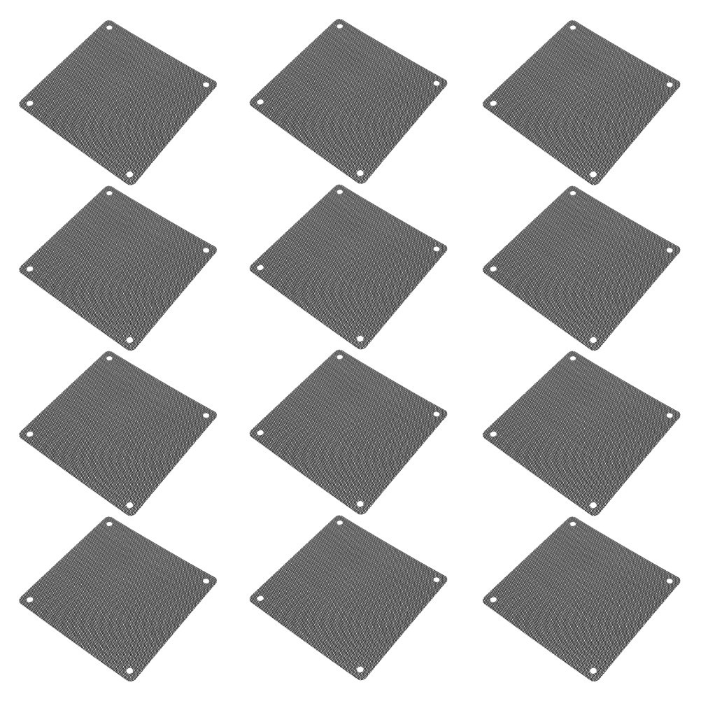 12Pcs Reusable Black PVC Fan Proof Mesh Filters for Computer Case Fans Cooler