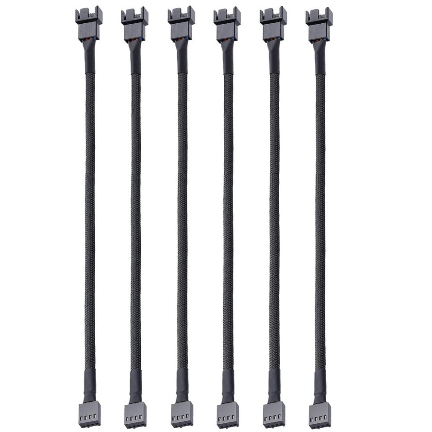 Gebildet 6pcs 4 Pin 26cm PWM Fan Extension Power Cable Connector Case Male to Fe