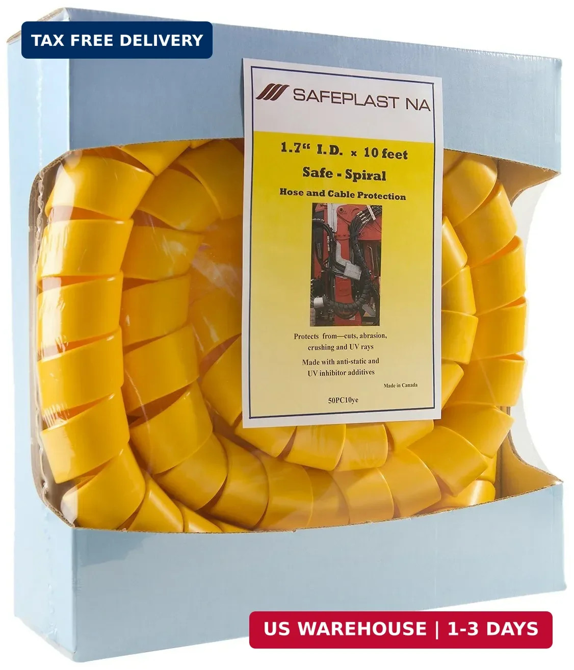 Spiral Hose Protector HD-PE Yellow 2in x 10ft Pre-Cut Hydraulic Pneumatic