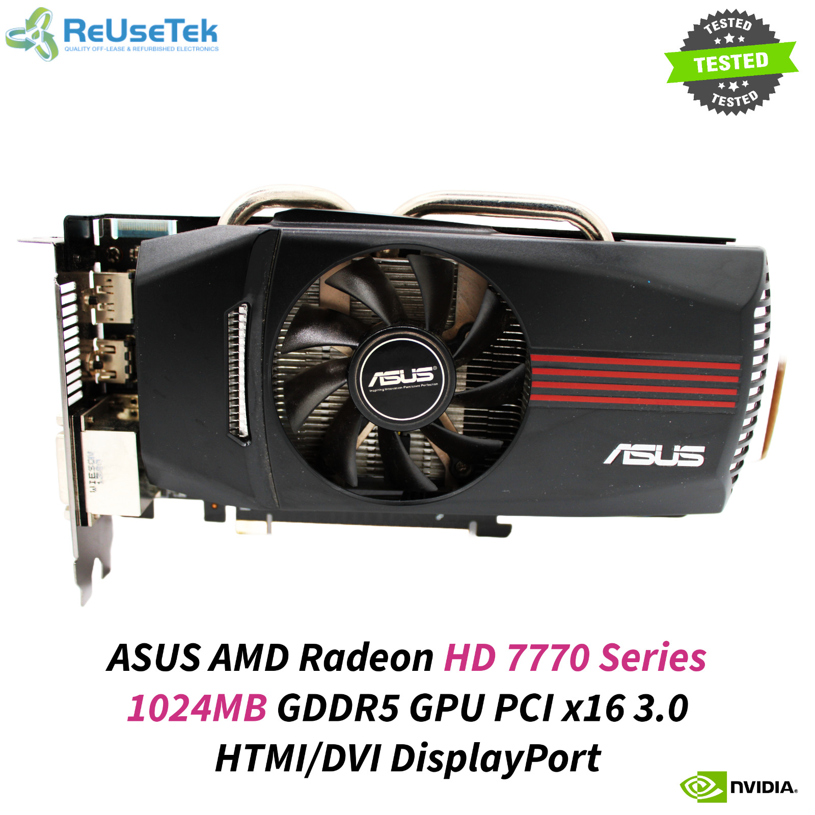 ASUS AMD Radeon HD 7770 Series 1024MB GDDR5 GPU PCI x16 3.0 HTMI/DVI DisplayPort
