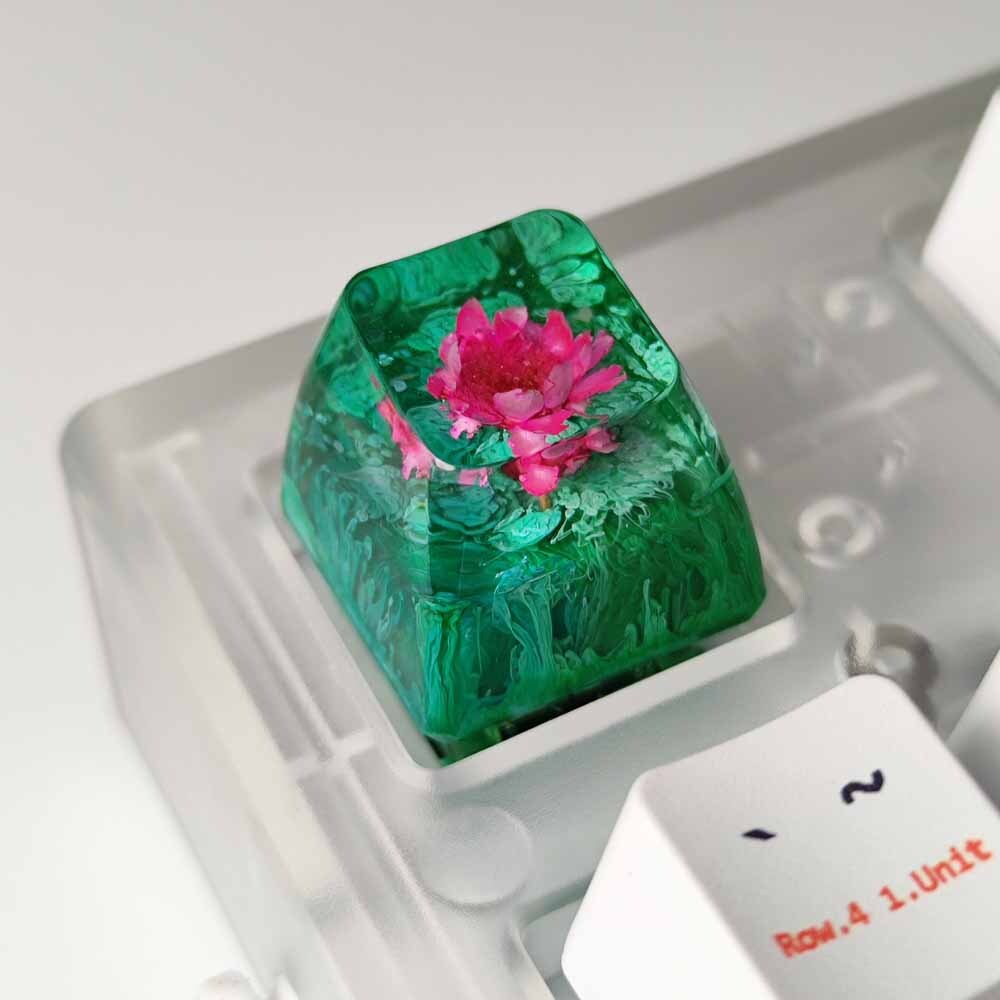 Handmade Flower Resin Backlit Key Cap For Cherry MX Mechanical Keycaps 1U