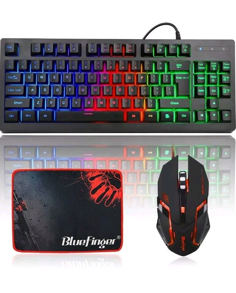 RGB LED Backlit Wired Gaming Keyboard Mouse and Mice pad Set for PC PS4 Xbox one