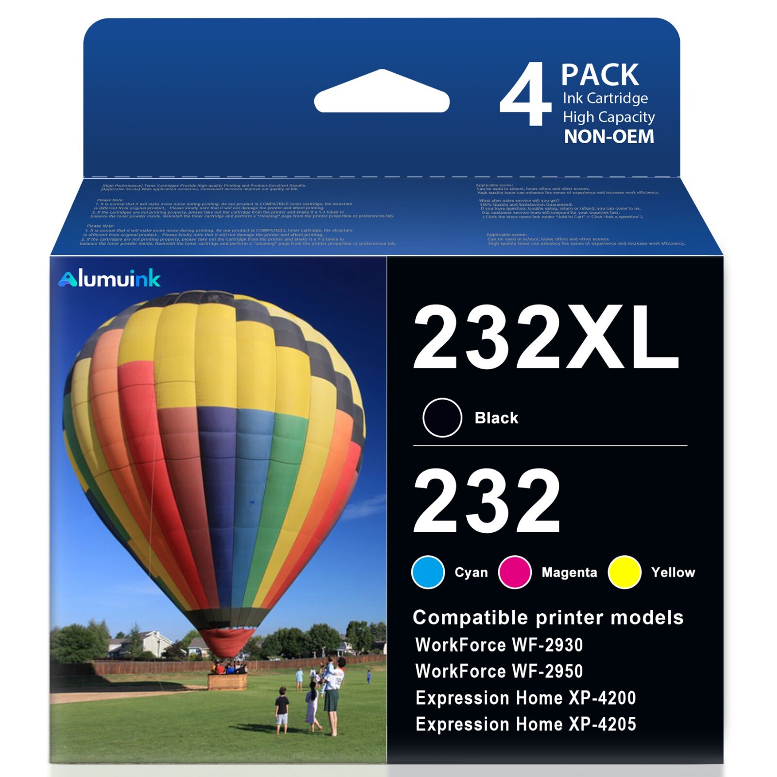 4 Pack 232XL T232XL Ink Cartridges for Epson 232 XP-4200 XP-4205 WF-2930 WF-2950