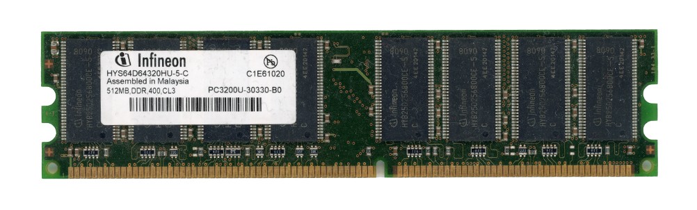 MEMORY INFINEON 512MB DDR PC3200U 400MHz HYS64D64220HU-5-C Non-ECC