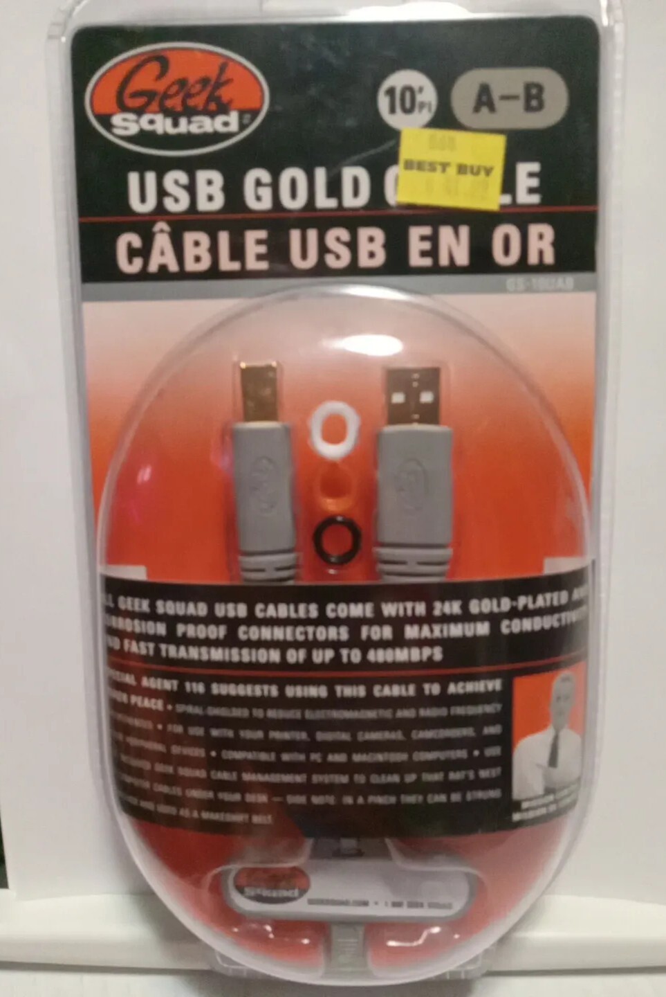 GEEK SQUAD 10' ft - USB 2.0 - Gold Cable Extension - A/B Connection - GS-10UEC