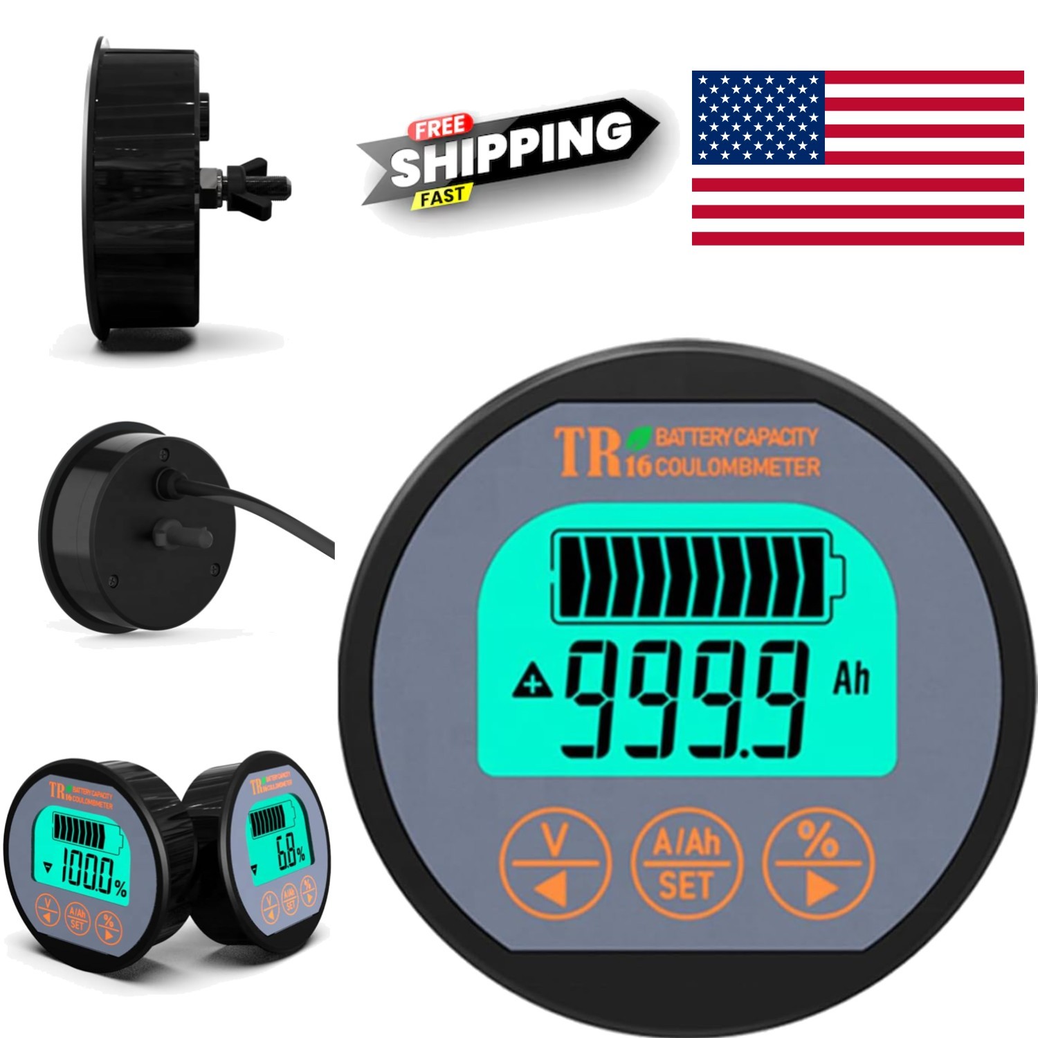 Digital Battery State of Charge and Voltage Tester for Automotive and Marine Use