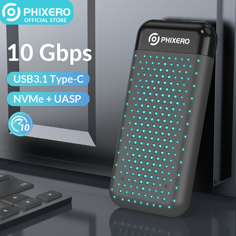 RGB M2 SSD Case NVMe Enclosure M.2 to USB Type C 3.2 SSD Adapter for NVMe SSD
