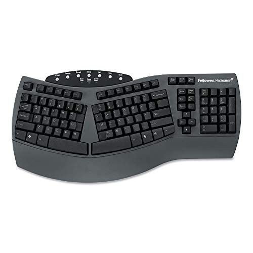 Fellowes Microban Split Design Wired Keyboard - Dark Gray