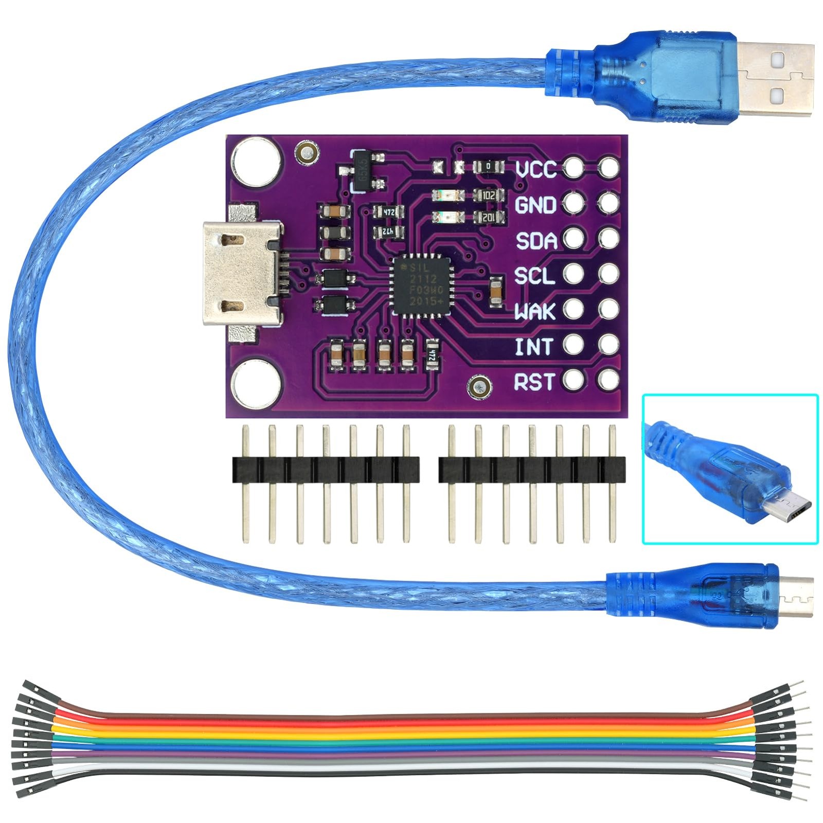 CP2112 Adapter Micro USB to SMBus I2C Communication Cable with Wires