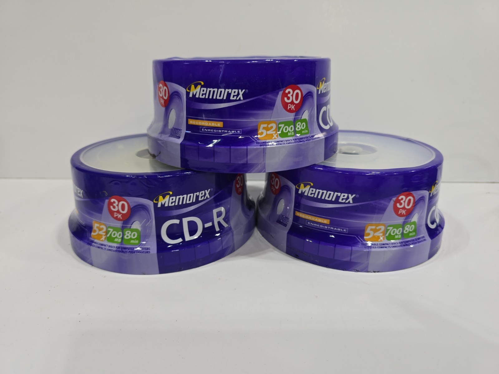 Memorex CD-R 3-30pks (90 Total) 52X,  700 MB, 80 Min. SEALED NEW.