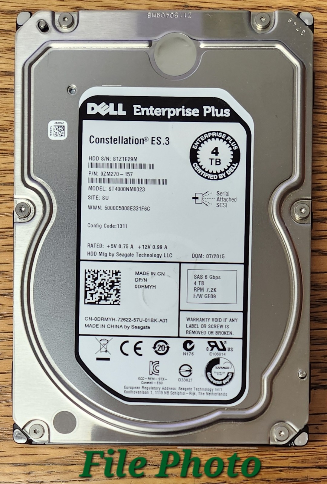 (Lot of 2) Dell Enterprise 4TB 3.5" 7200RPM SAS Internal HDD ST4000NM0023 0DRMYH