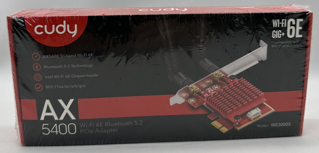 Cudy AX5400 Wireless WiFi 6 WiFi 6E PCIe Card for PC, Bluetooth 5.2, AX210, 2402
