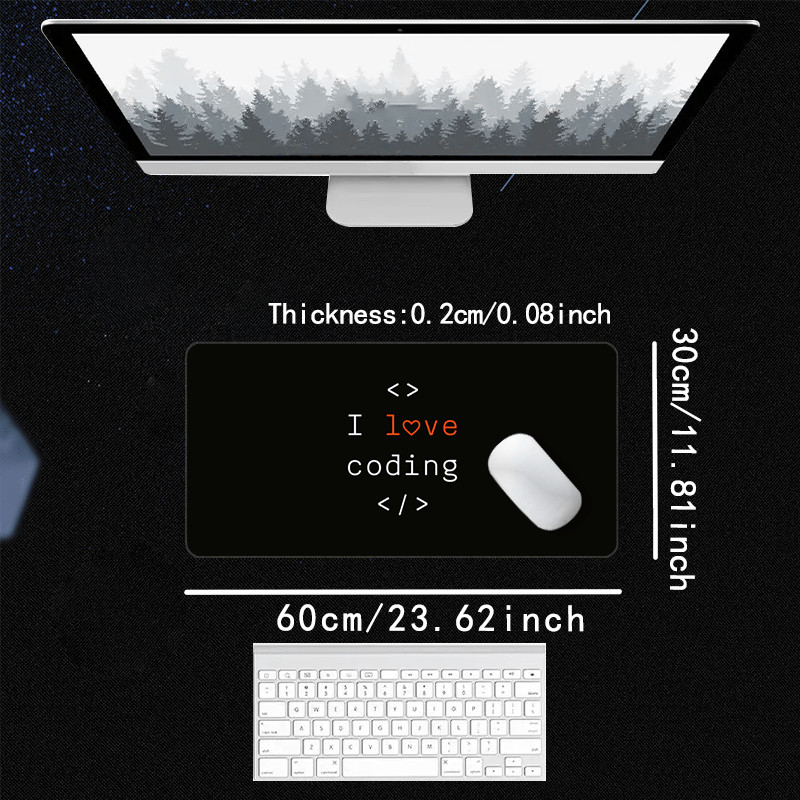 Large Black Gaming Mouse Pads Designed for Coding, Featuring Non-Slip Rubber A