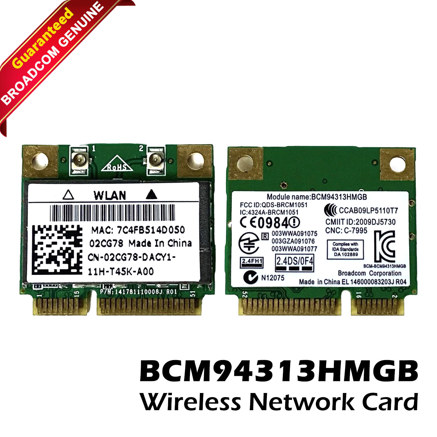 Lot 5 Dell Inspiron 1121 WLAN 802.11n Card Mini PCI-e DW1504 Wireless 2CG78