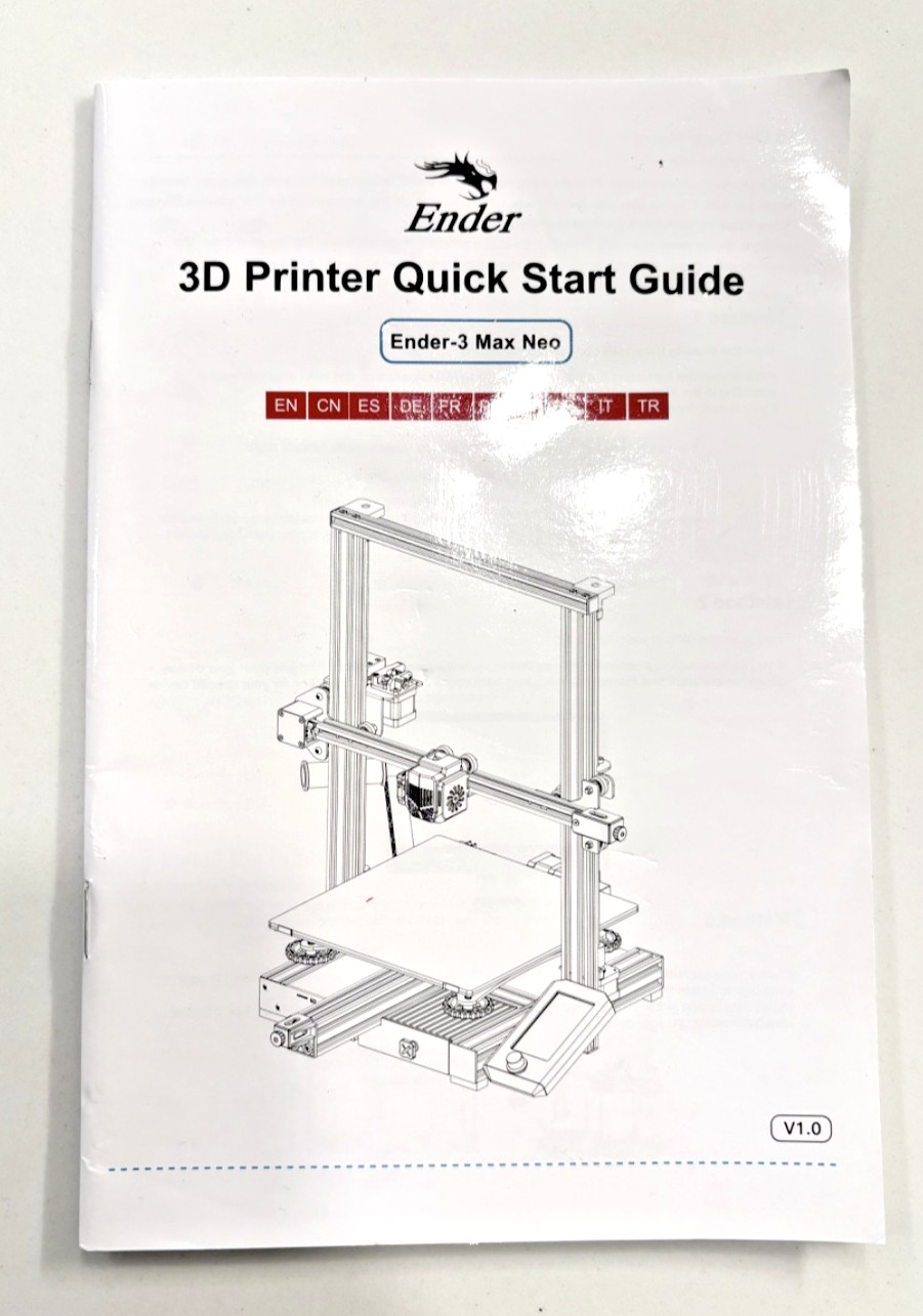 Creality Ender 3 Max Neo Quick Start Guide Book 3D Printer Manual Booklet