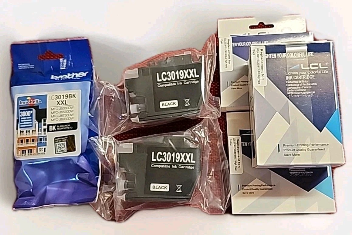 LOT Brother LC3019BK XXL Black Ink Cartridge Innobella High Yield Genuine + More