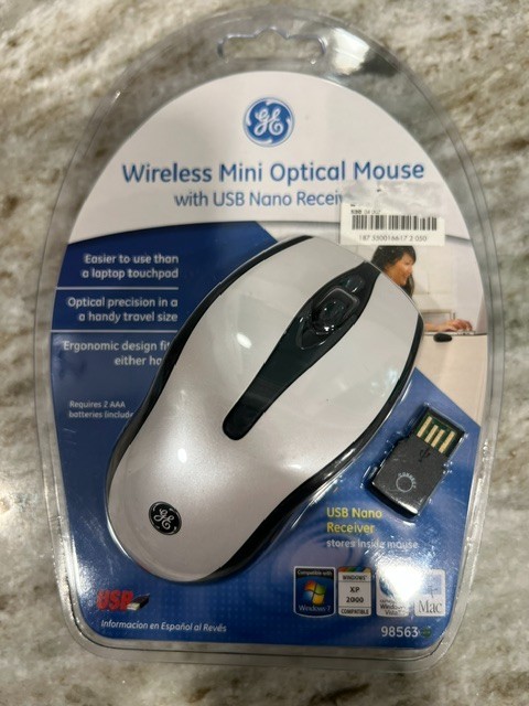 GE Wireless Mini Optical Mouse with USB Nano Receiver NEW