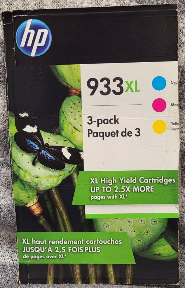 HP 933XL D8J65BN 3 Pack Tri Color Original Ink Cartridges EXPIRED 11/2019