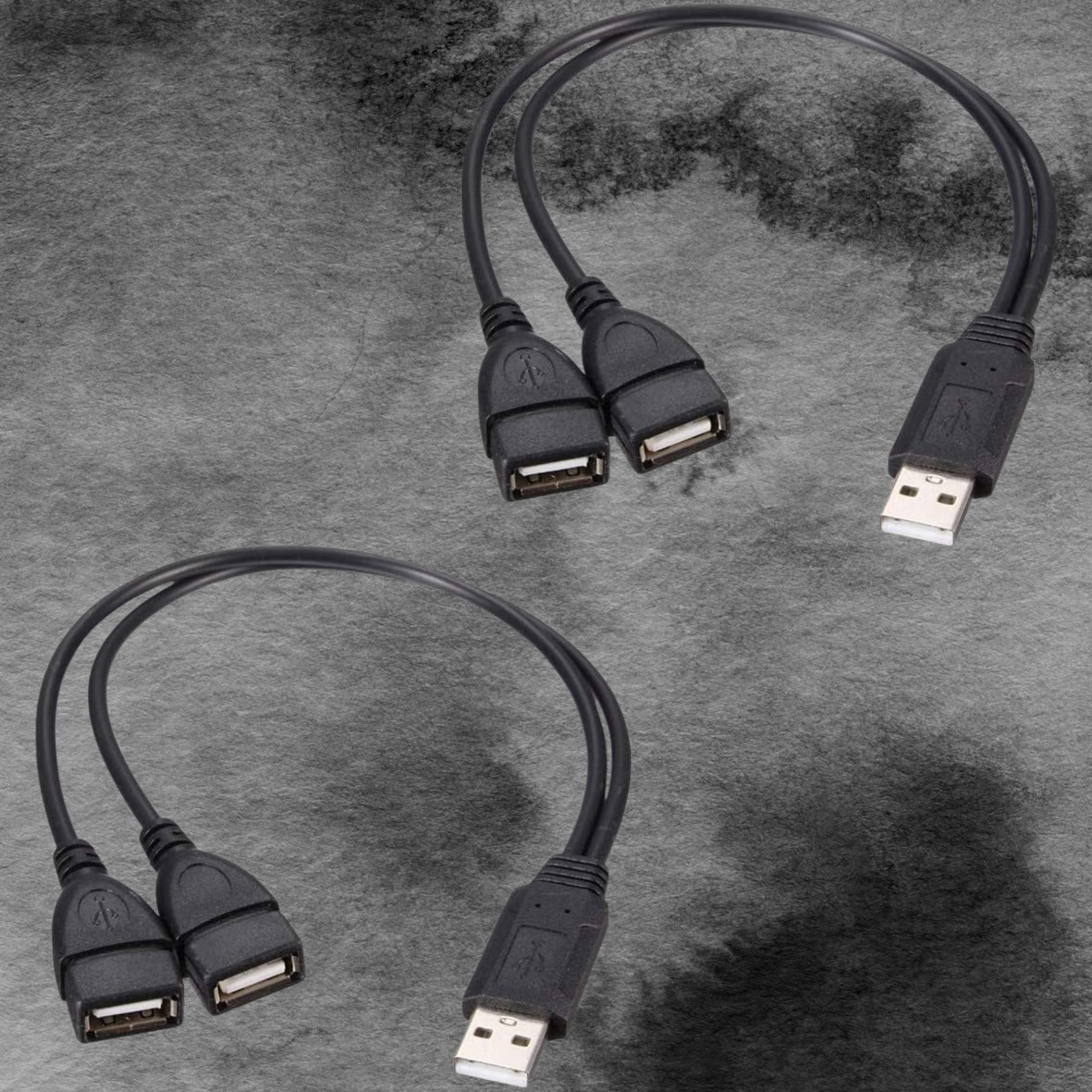 USB 2.0 A Male To 2 Dual USB Female Jack Y Splitter Hub Power Cord Adapter Cable
