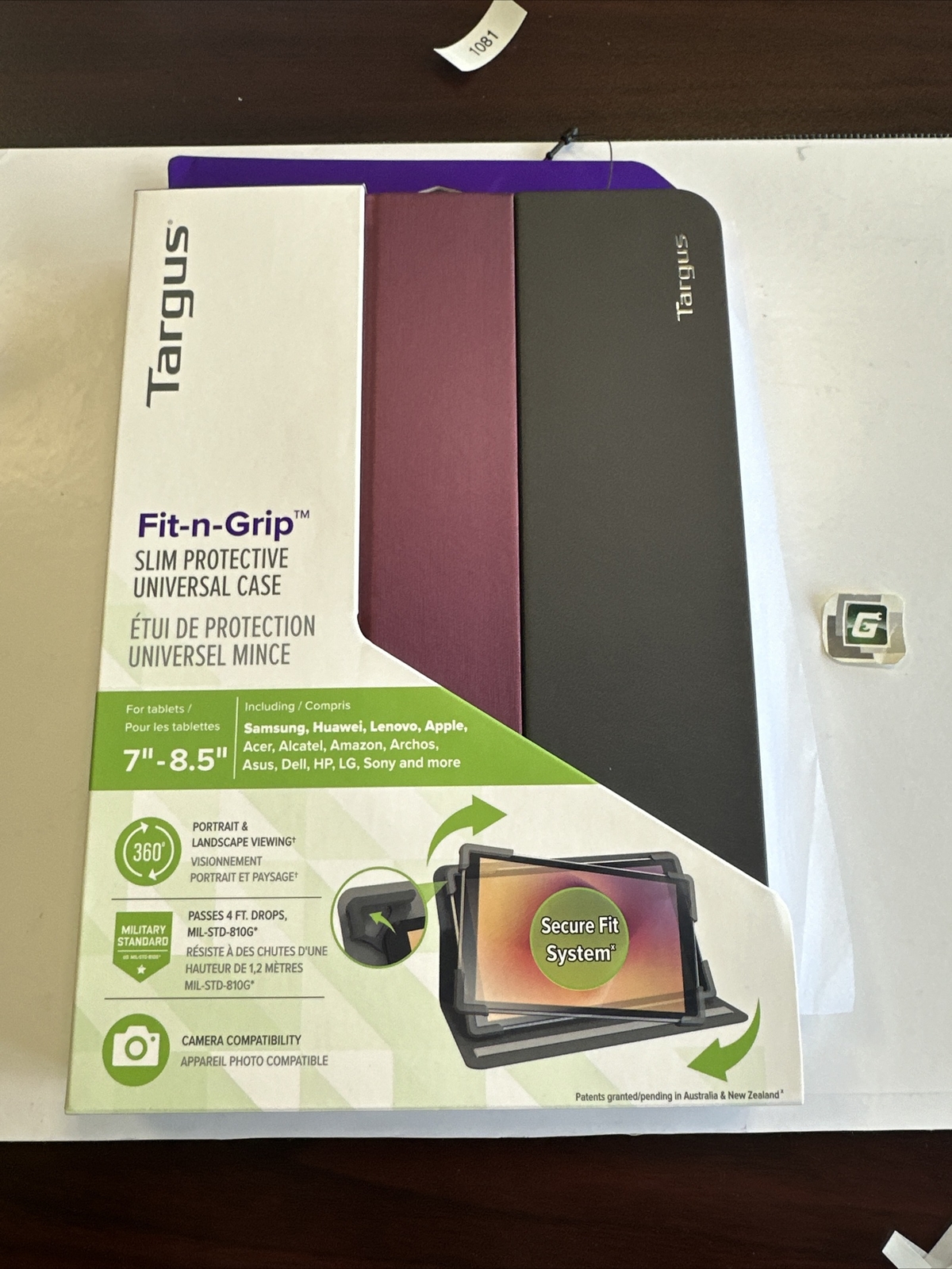 Targus Fit-n-Grip 7"-8" Universal 360 Tablet Case THZ66207GL Purple/Violet New