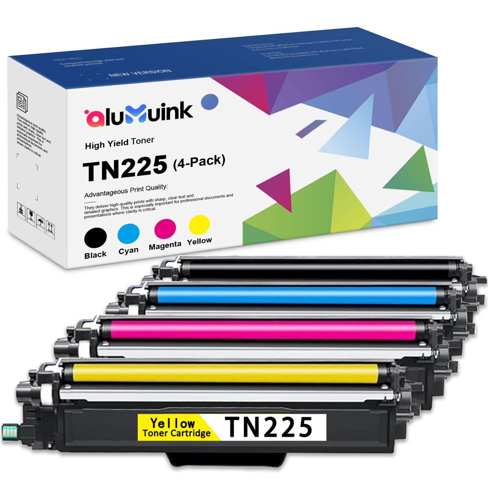 4PK TN225 Toner Replacement for Brother TN225 TN221 HL-3140CW (BK/C/M/Y)