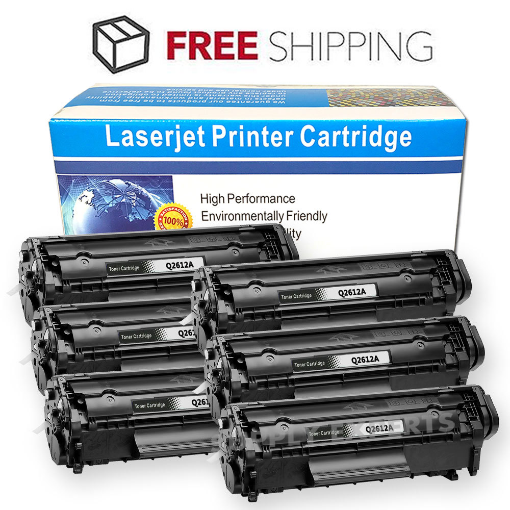 6 Pack High Yield Q2612A 12A Toner Cartridge for HP Laserjet 1010 3020 3030 3050