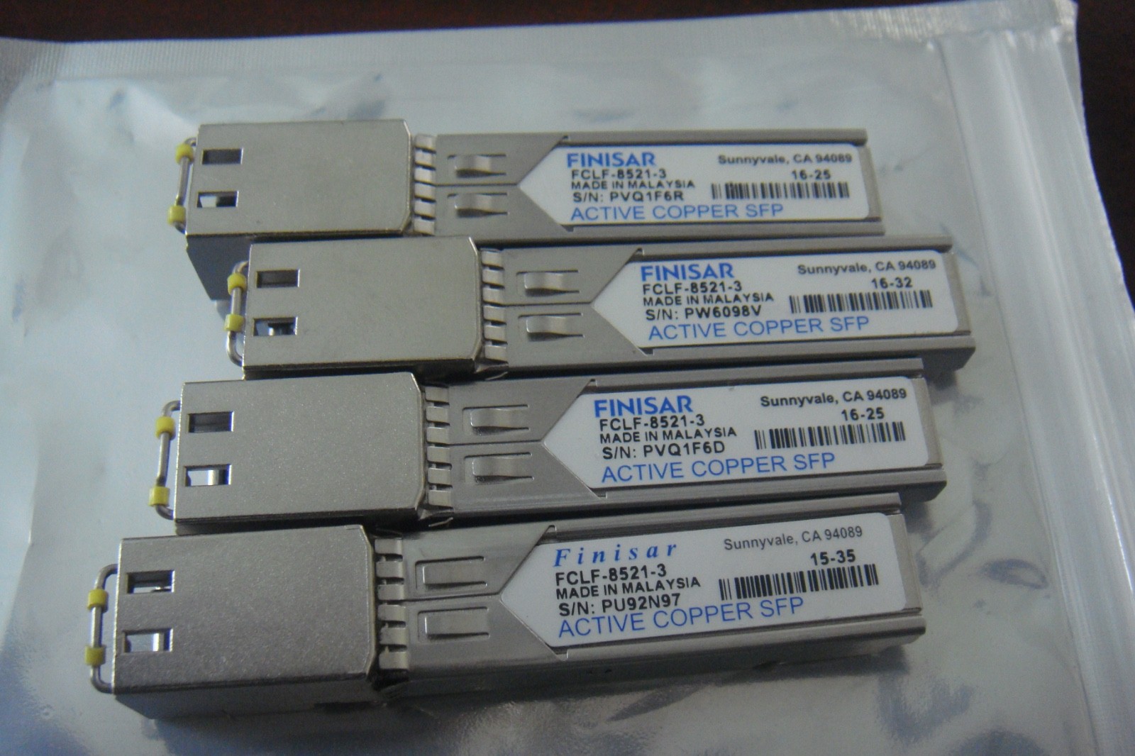 Finisar FCLF-8521-3 1000Base-T RJ45 copper SFP transceiver   (Lot of 4)