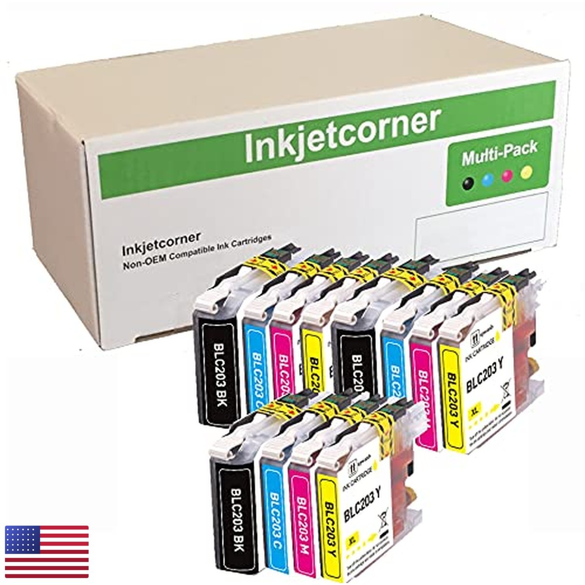 Inkjetcorner LC203 XL Ink Cartridges 12-Pack