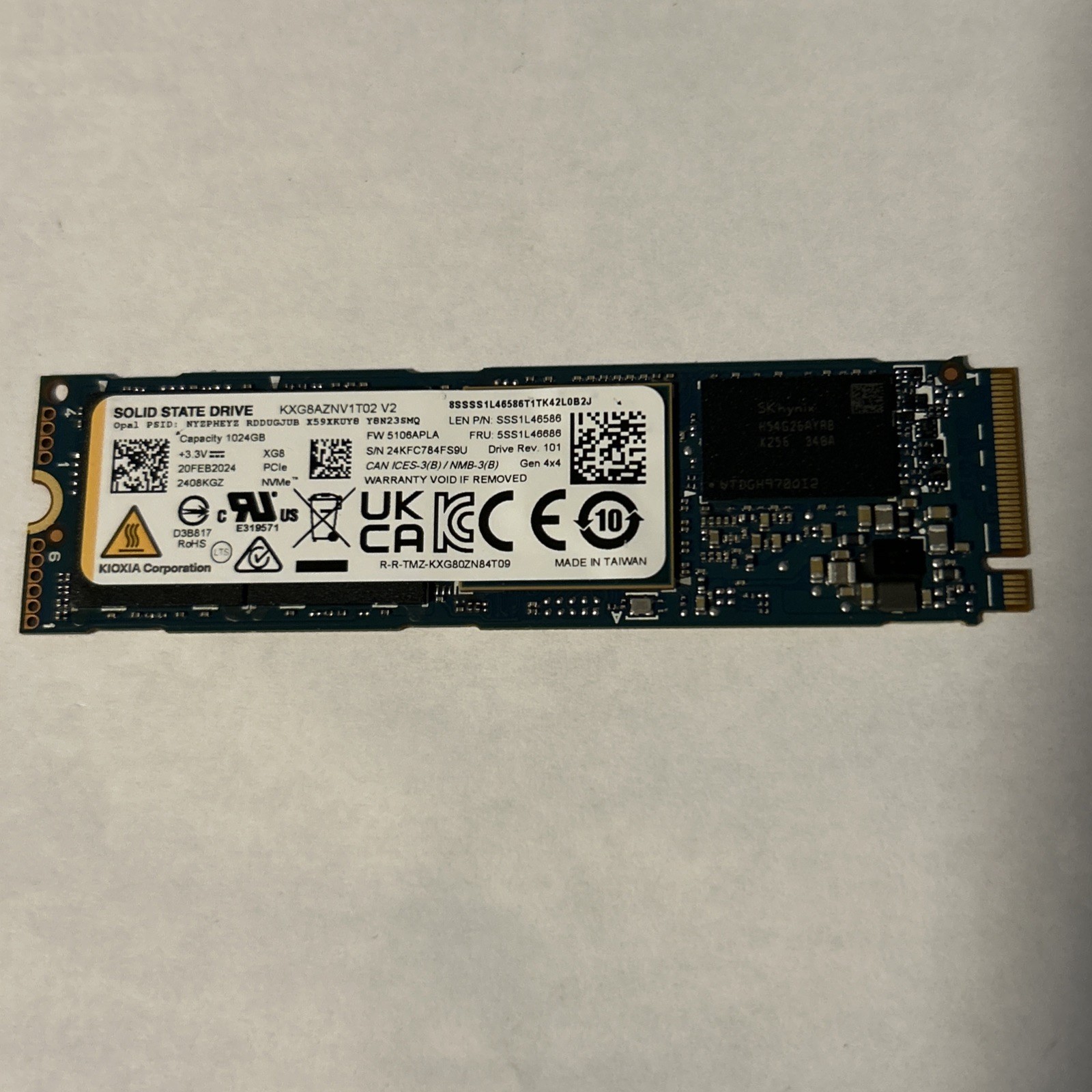 KIOXIA Dell RTRG0 1TB NVMe M.2 SSD PCIe Gen 4x4 | KXG8AZNV1T02 99% Health