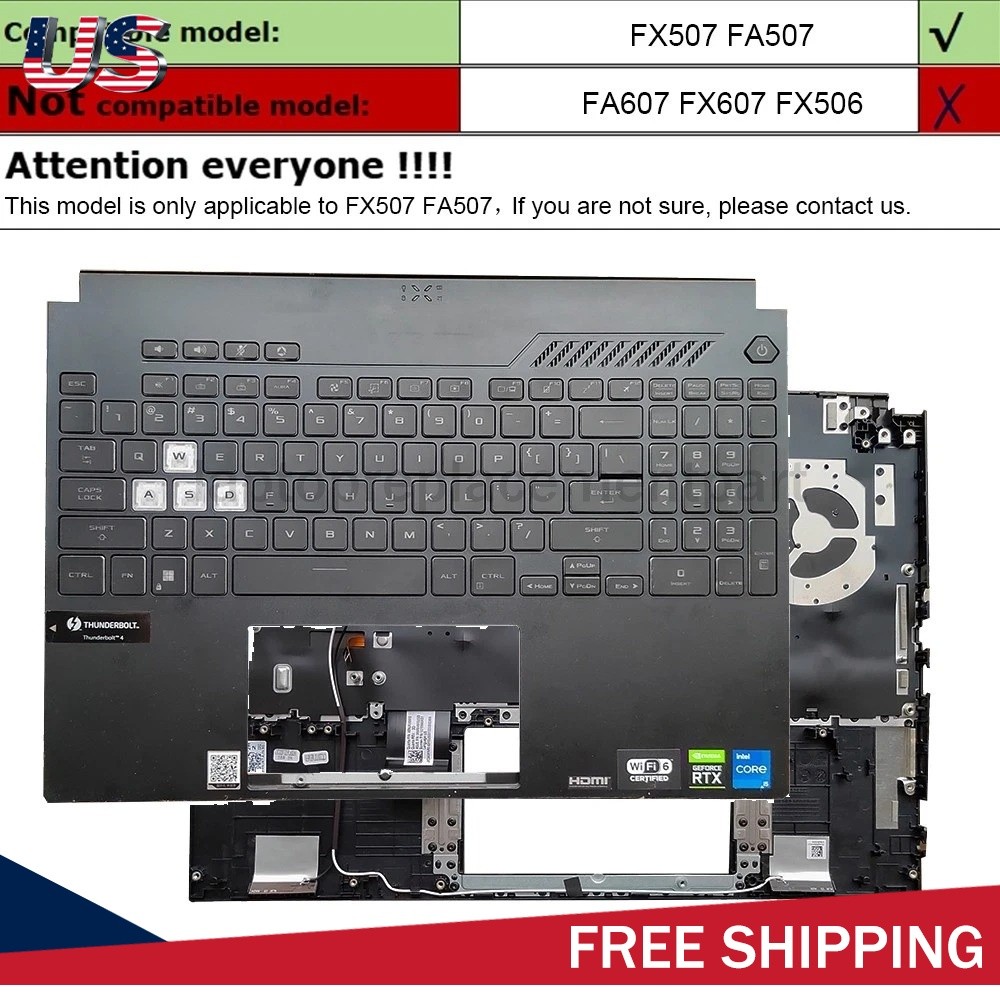For ASUS TUF Dash 15FA507 FX517 Palmrest W/ Backlit Keyboard 90NR0951-R31