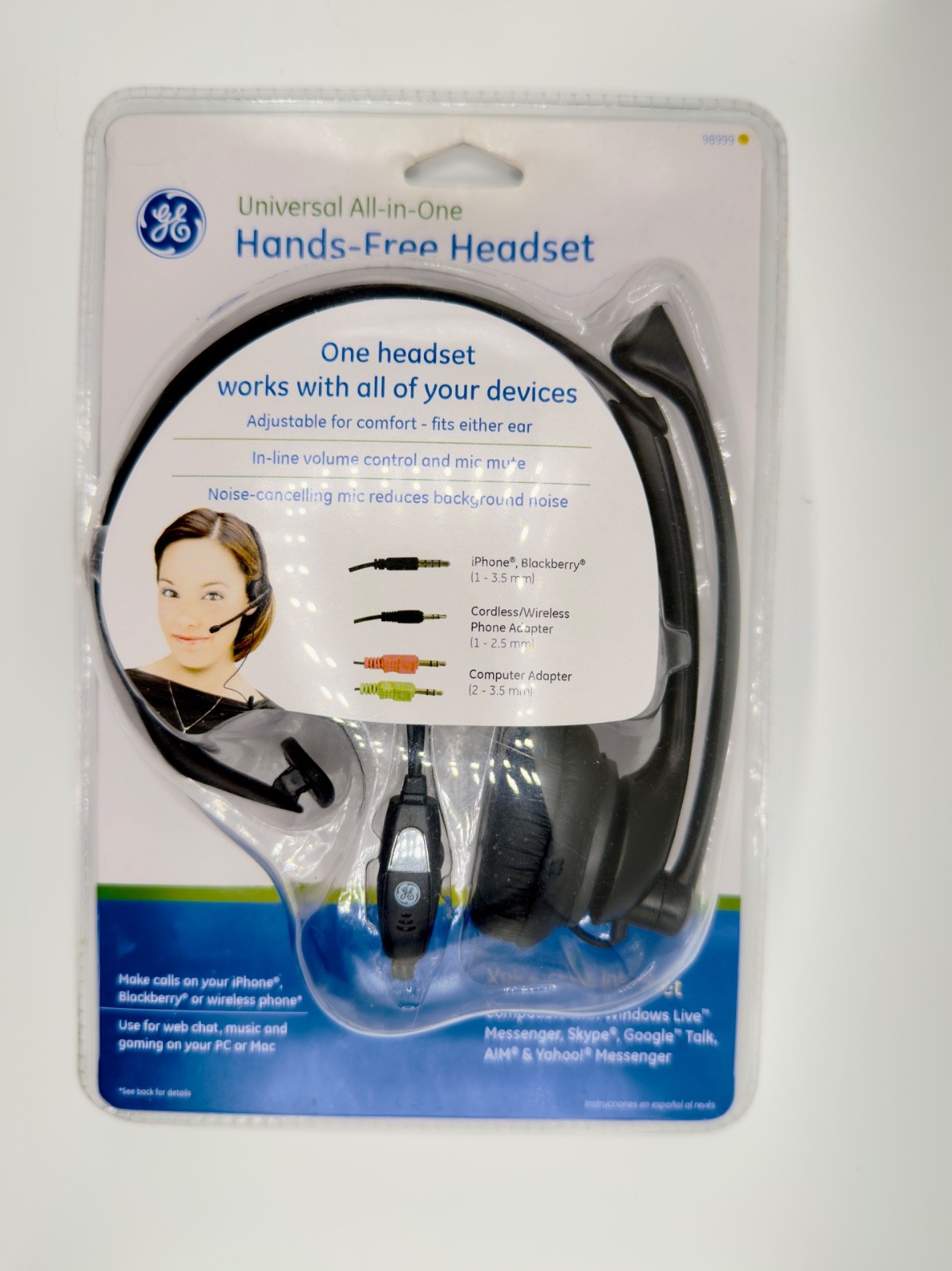 GE Universal All-in-One Hands-Free Headset PC Mac iPhone Blackberry NEW
