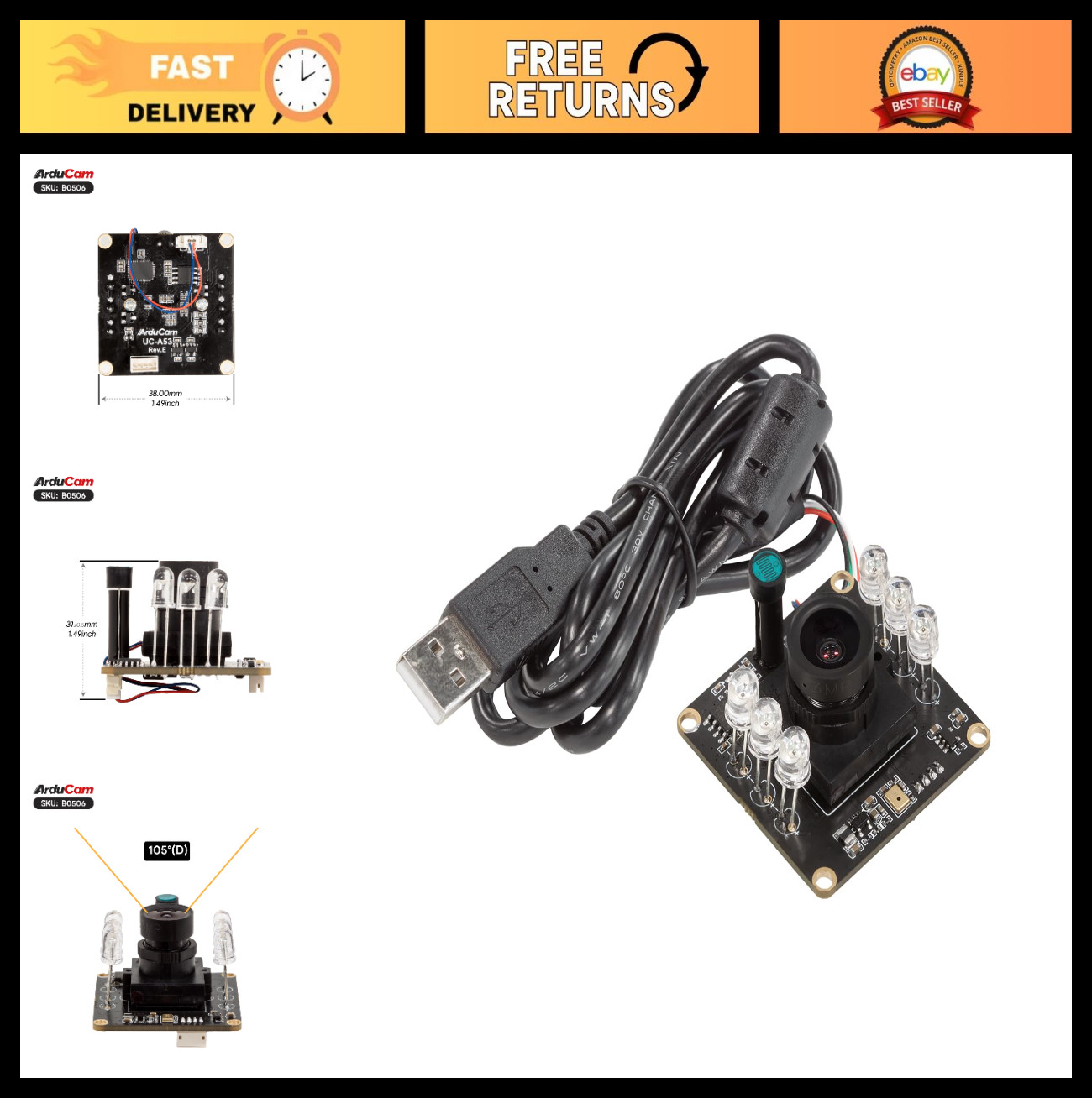 1080P USB Webcam with Day & Night Vision, 2MP IR-Cut for Windows, Linux, Mac