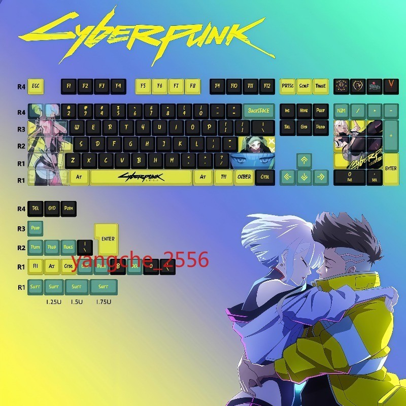 Cyberpunk: Edgerunners Side Translucent PBT Key Cap 130 Keys Collection Gifts