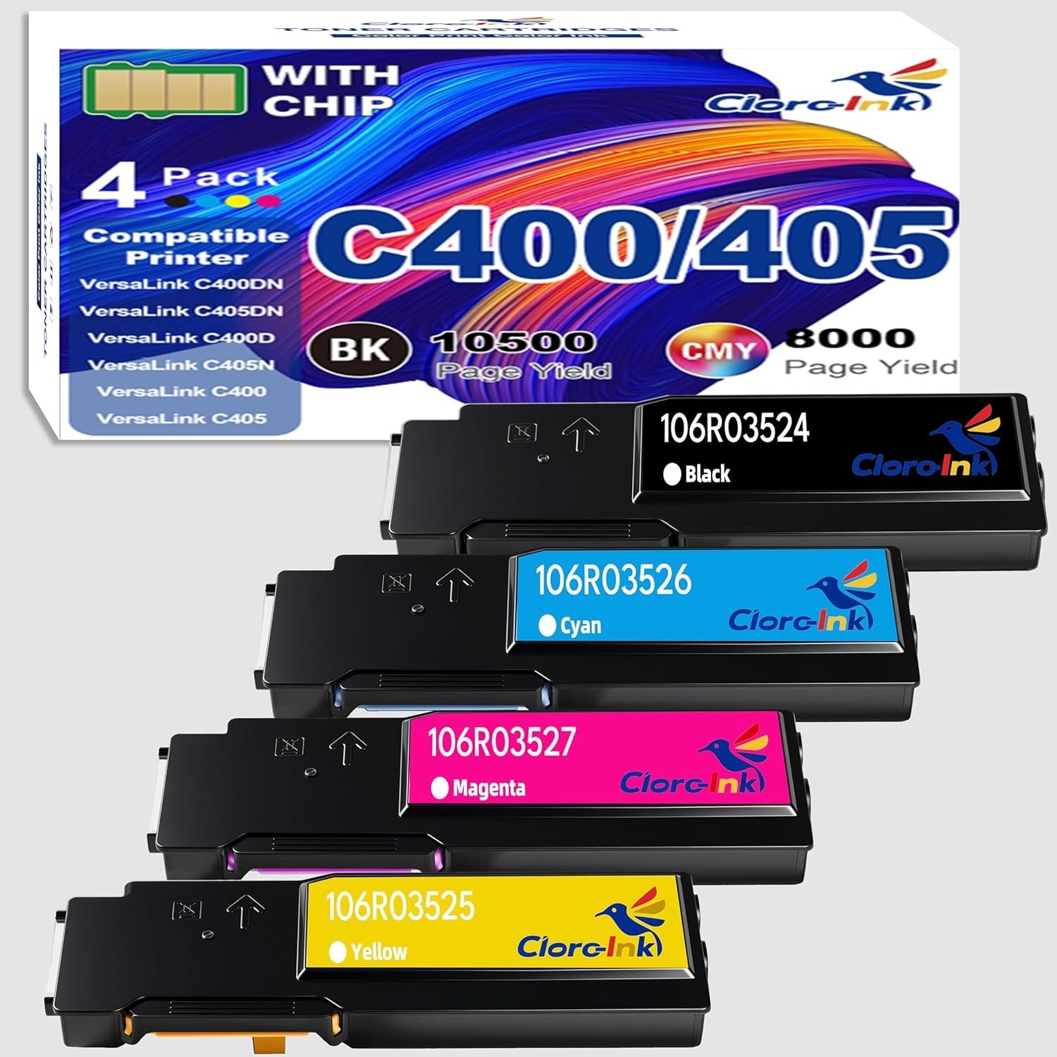 For Xerox VersaLink C400 C405 Extra High Yield Toner 4 Pack CMYK 106R03524-27