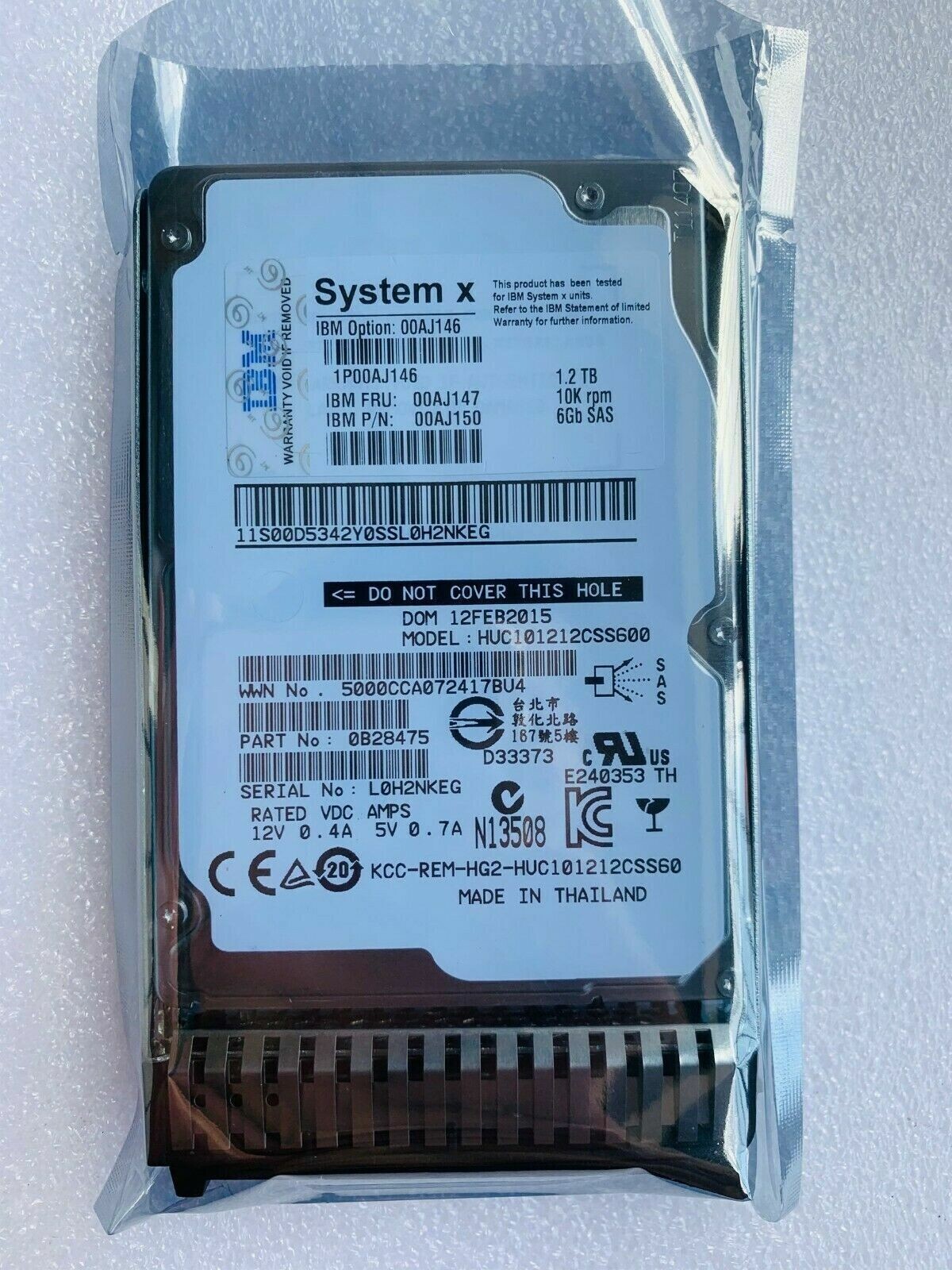 NEW 00AJ146 IBM System X 1.2TB 10K RPM 6G SAS 2.5" HDD 00AJ147 00AJ150