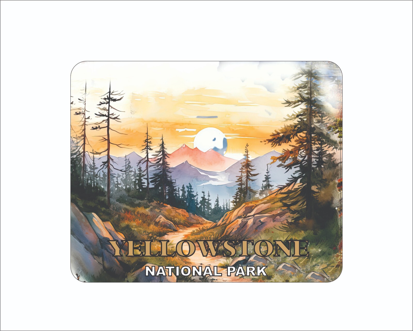 Yellowstone National Park Wilderness Mouse Pad Painting Art 7 3/4 x 9"