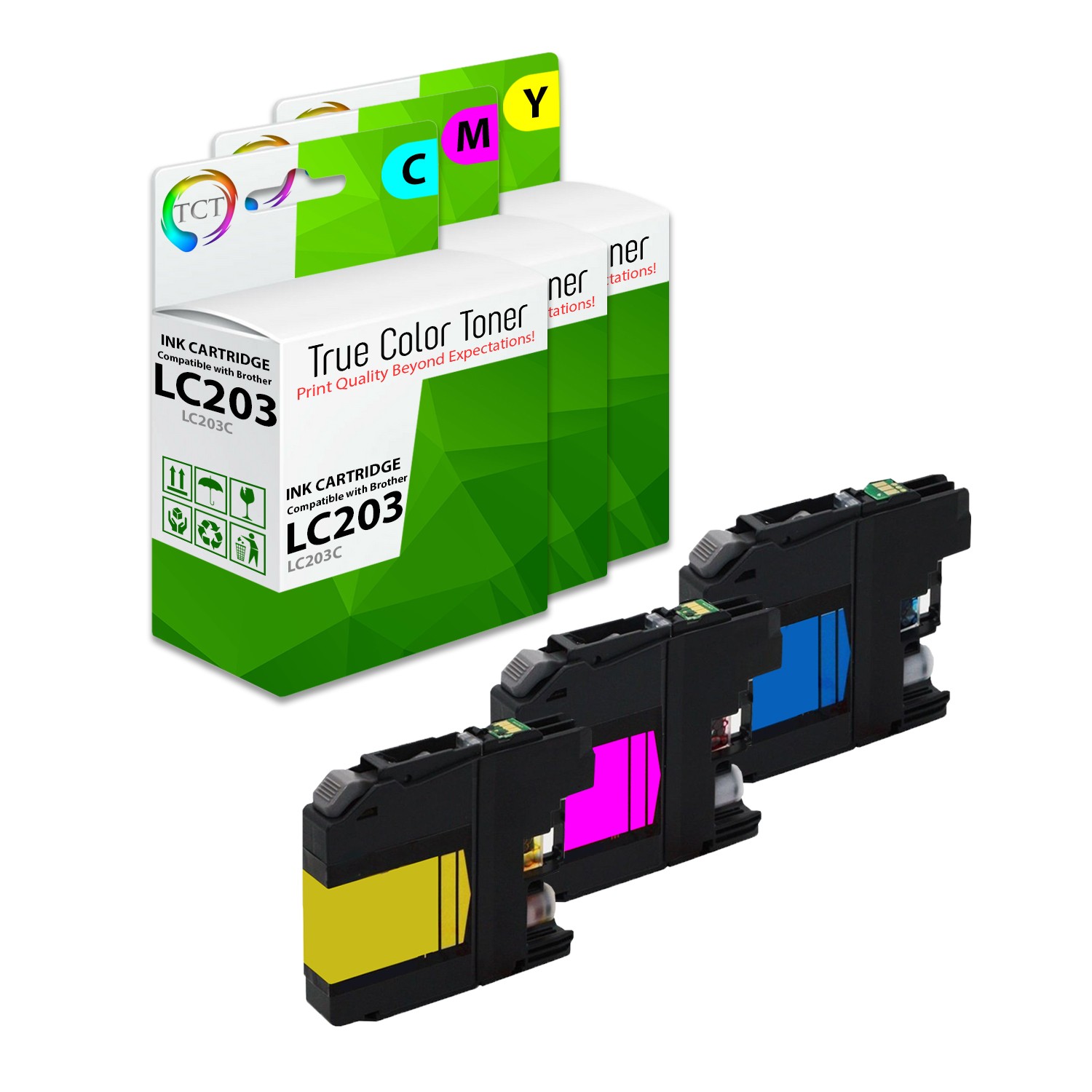 3Pk TCT LC203 Color LC203C LC203M LC203Y HY For Brother J460DW J480DW Comp Ink
