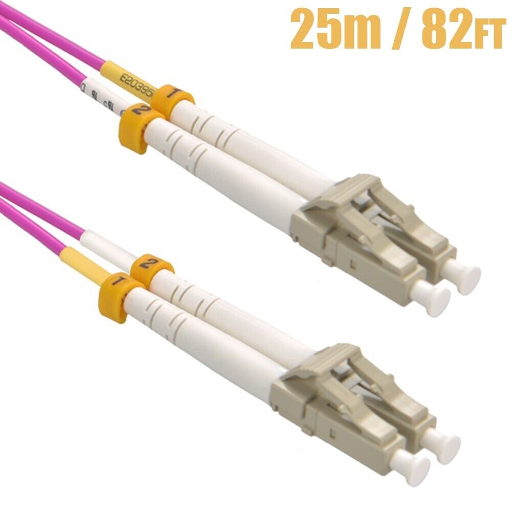 25M LC-LC OM4 40/100Gbps Duplex 50/125 Multimode Fiber Optic Cable Erika Violet