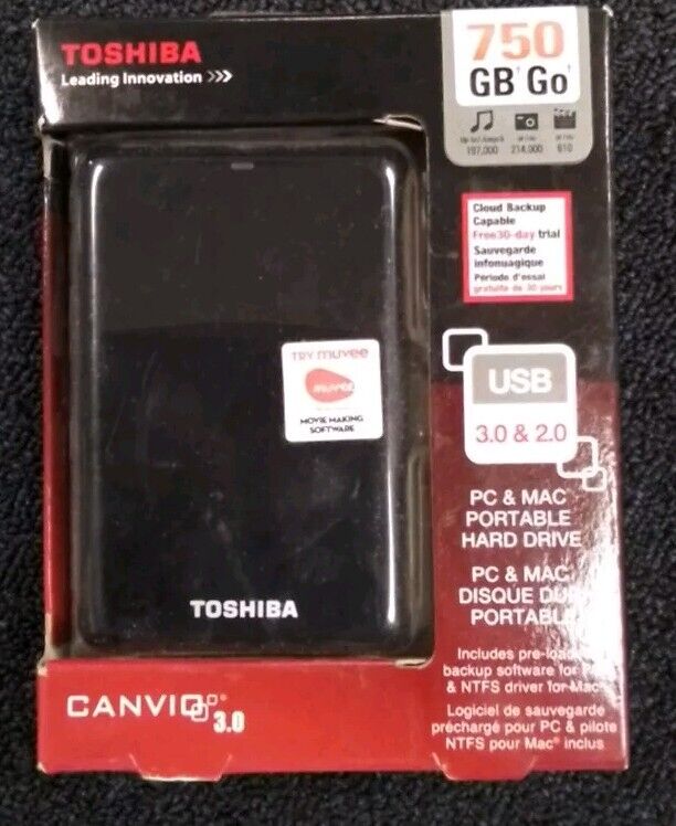 New Sealed Toshiba Canvio 750GB USB 3.0 2.0 Mac & PC Portable Storage HDD