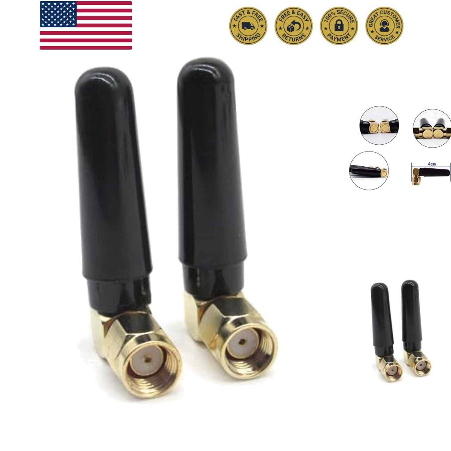 Versatile 2.4GHz/5GHz WiFi Booster Antenna - Compact RP SMA Design for Easy Use
