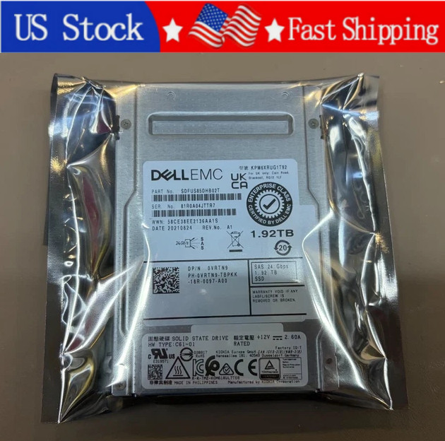 New Dell 0VRTN9 1.92TB SAS Read Intensive 2.5" 24Gbps SSD G14 G15 G16 Tray