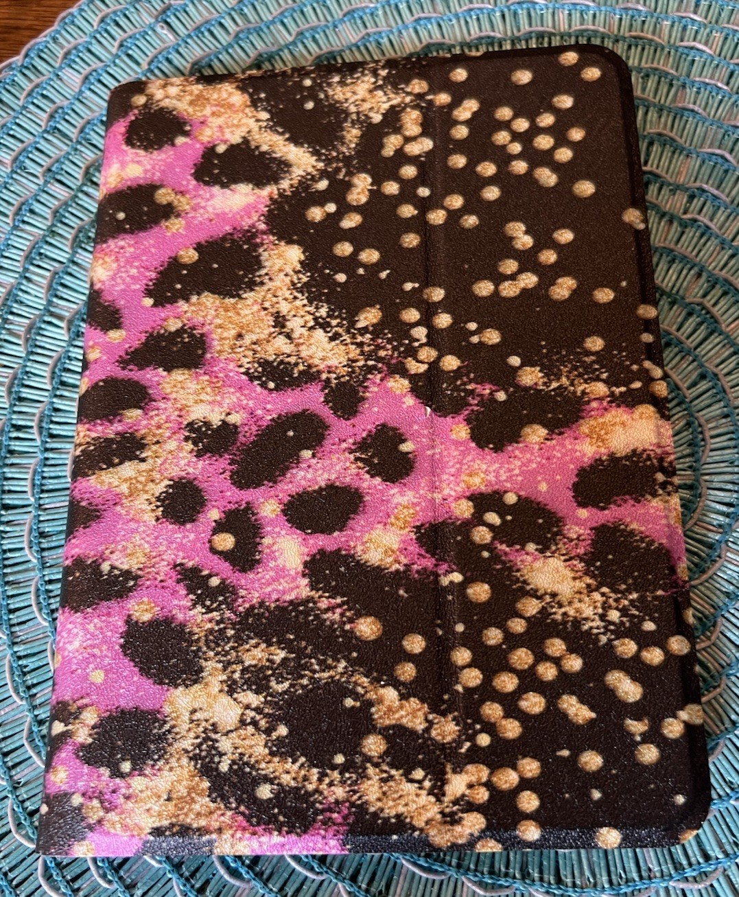 Pink Leopard Print Kindle Case Smart Folio Cover Gold Glitter Dots Bi-Fold NWOT