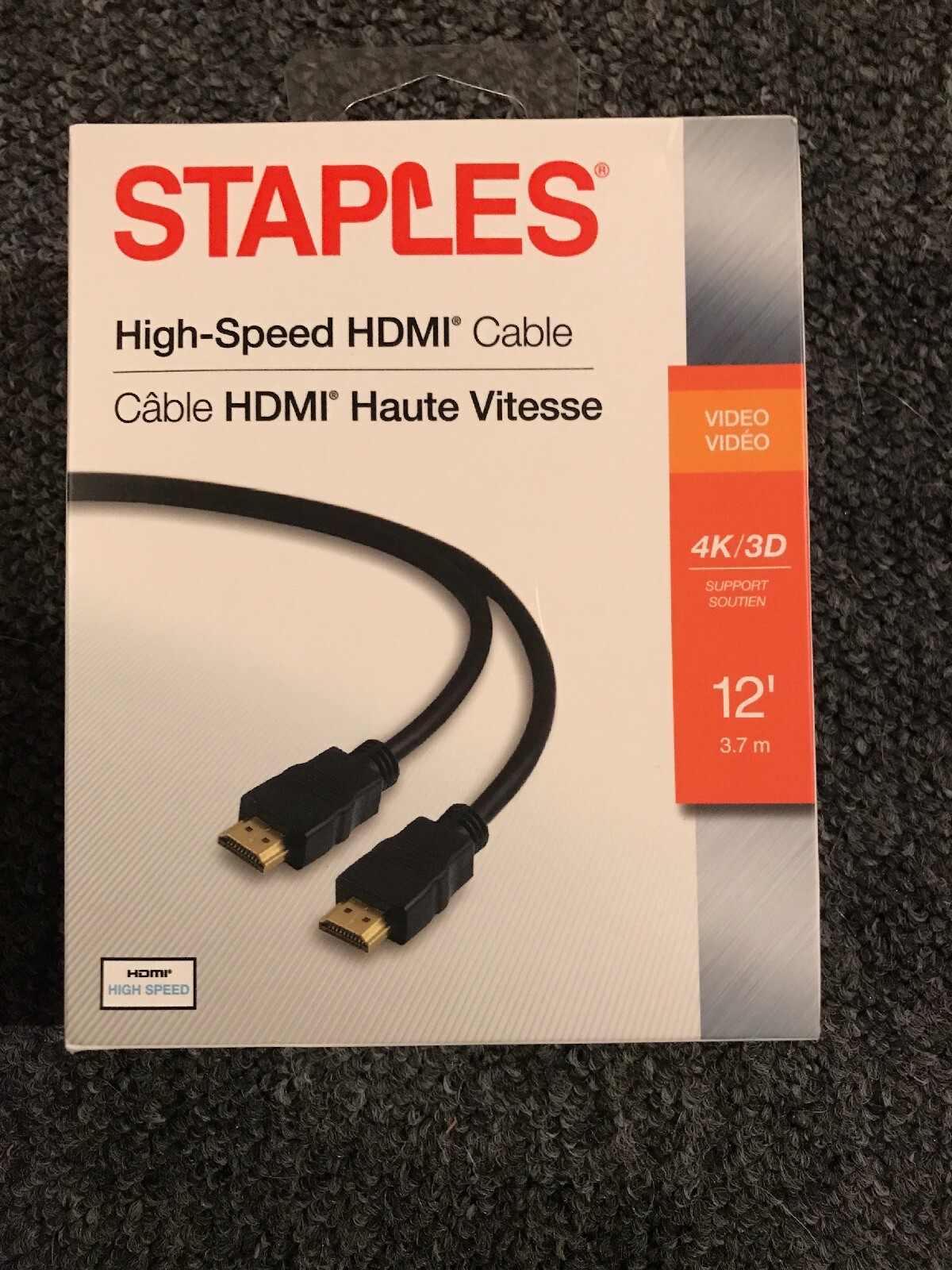NEW Staples 12' High Speed HDMI Video Cable, (29740) 