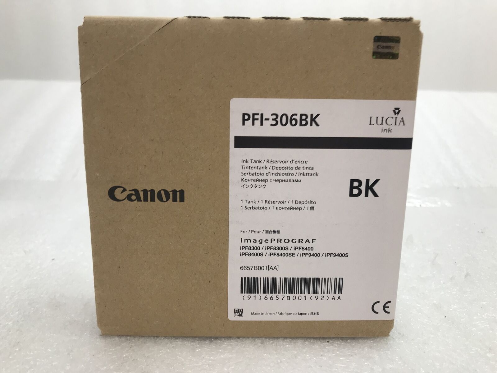 Genuine Canon PFI-306BK 6657B001 Black Ink Cartridge iPF8300 iPF8400 EXP 2019