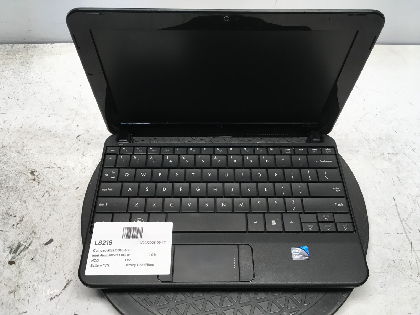 Compaq Mini CQ10-100 Intel Atom N270 1.6GHz 1 GB NO HDD