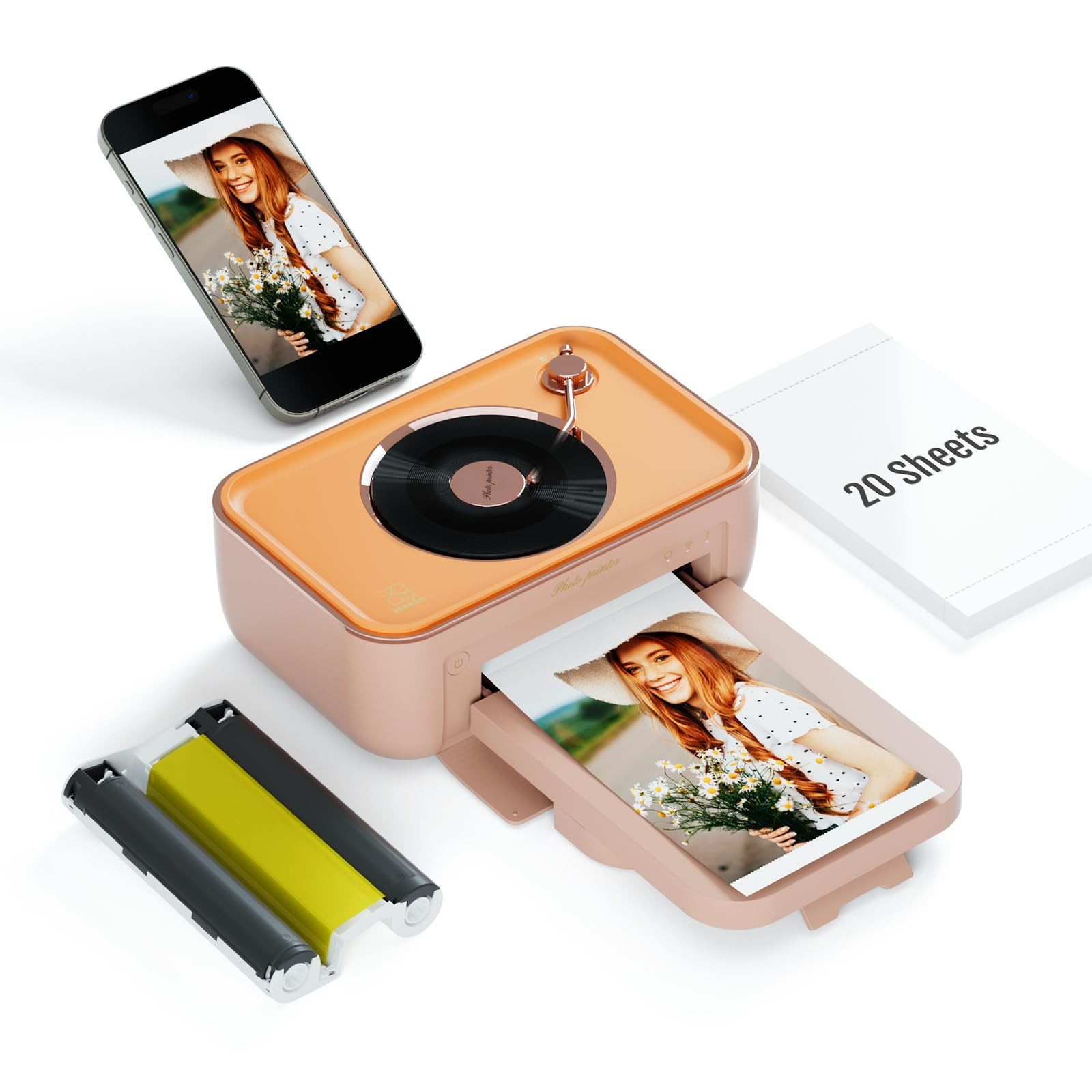 HPRT Photo Printer 4x6,+20 Sheets&1Ribbon Pink, Audio Function Wi-Fi Wireless...