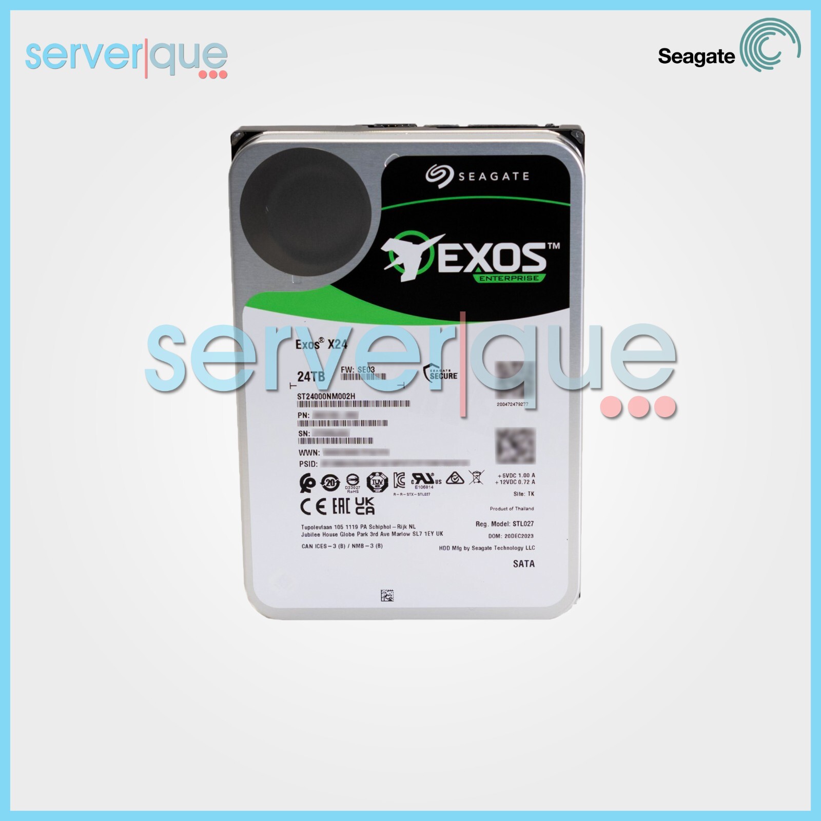 Seagate Exos X24 24TB 7200RPM SATA 6Gbps 512MB 3.5" ST24000NM002H Hard Drive